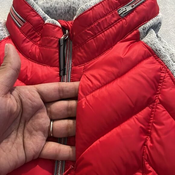Xersion Red and Gray Mixed Media Puffer Zip Up Jacket Size Medium - Picture 8 of 16